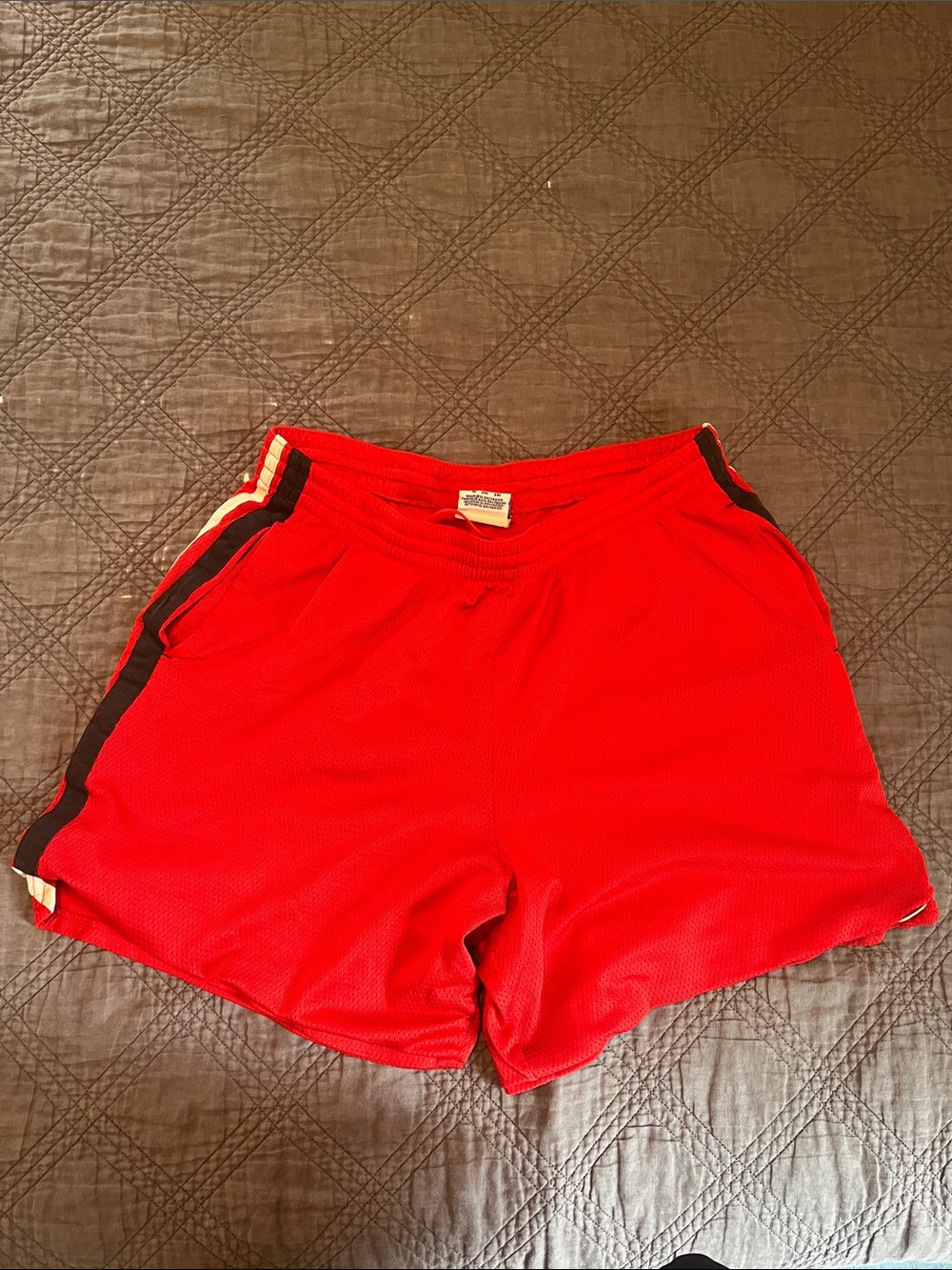 Men’s Champion Red Athletic Shorts with Side Stripe